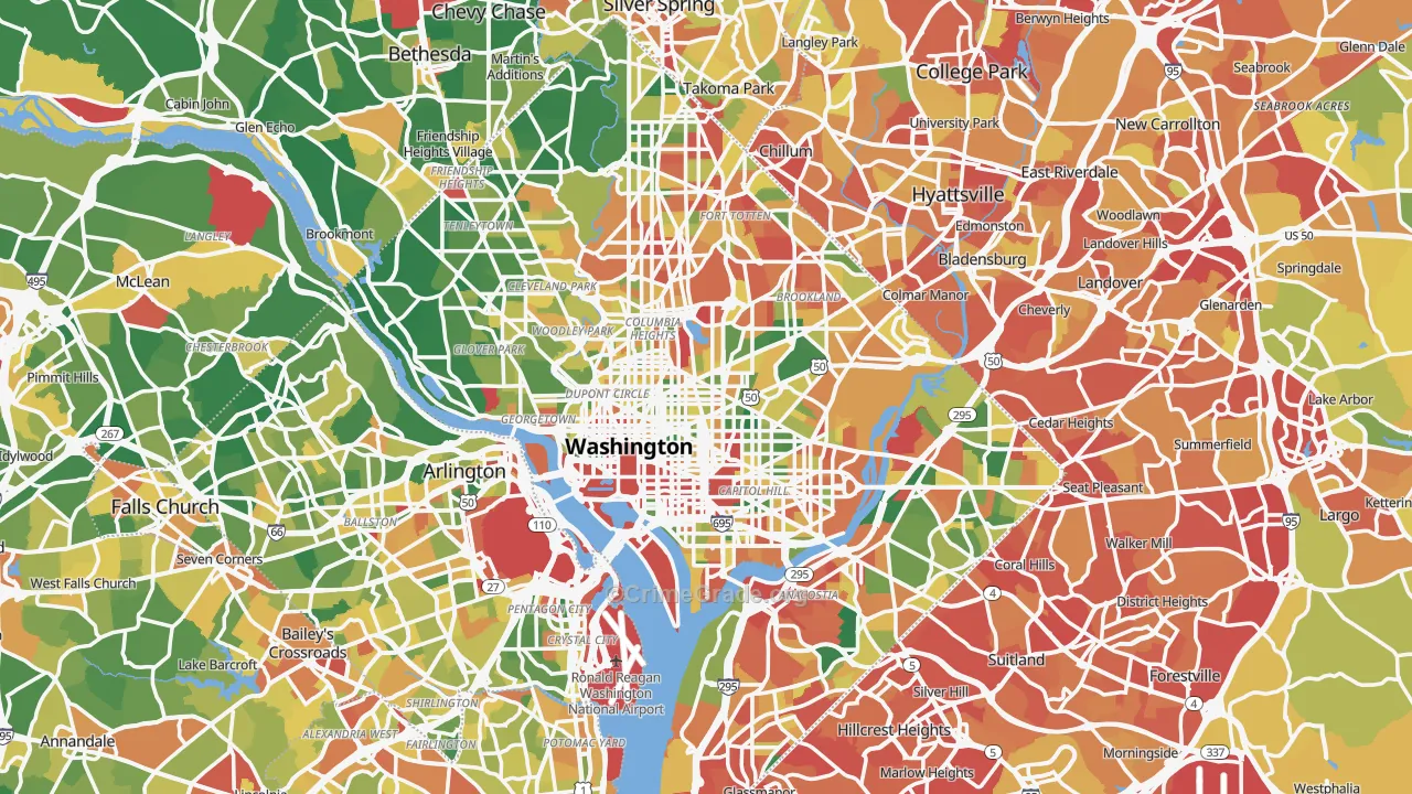 District of Columbia Map of Vandalism Rates