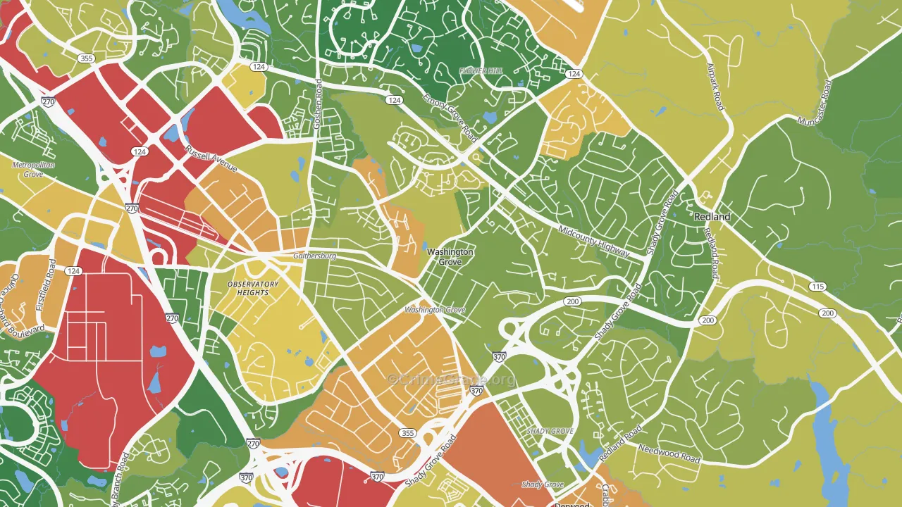 Washington Grove, MD Map of Vandalism Rates