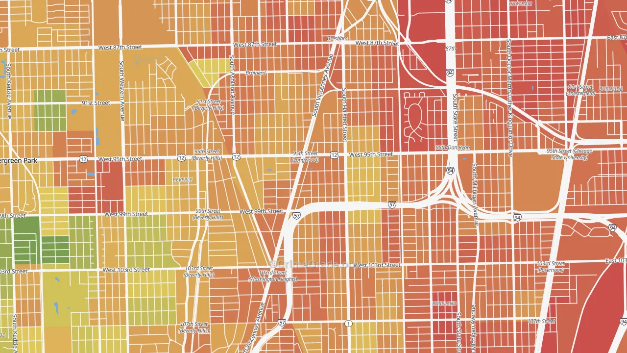 Washington Heights, Chicago, IL Map of Vandalism Rates