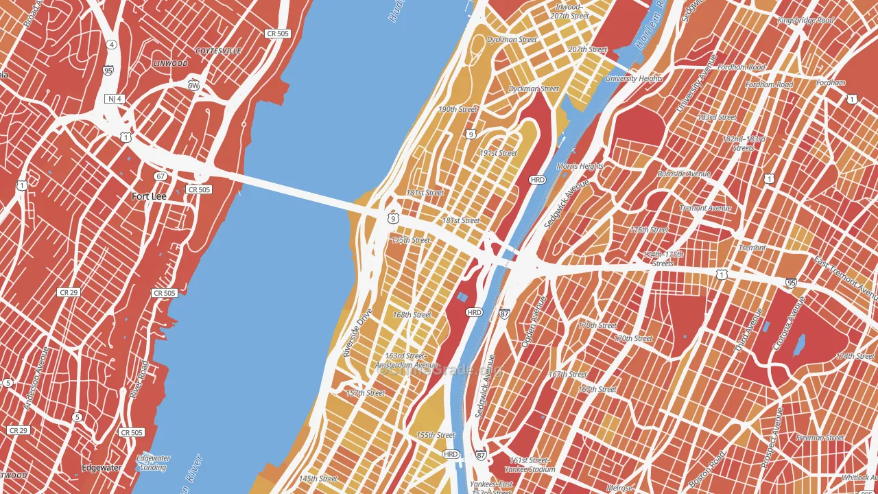 Washington Heights, Manhattan, NY Map of Vandalism Rates