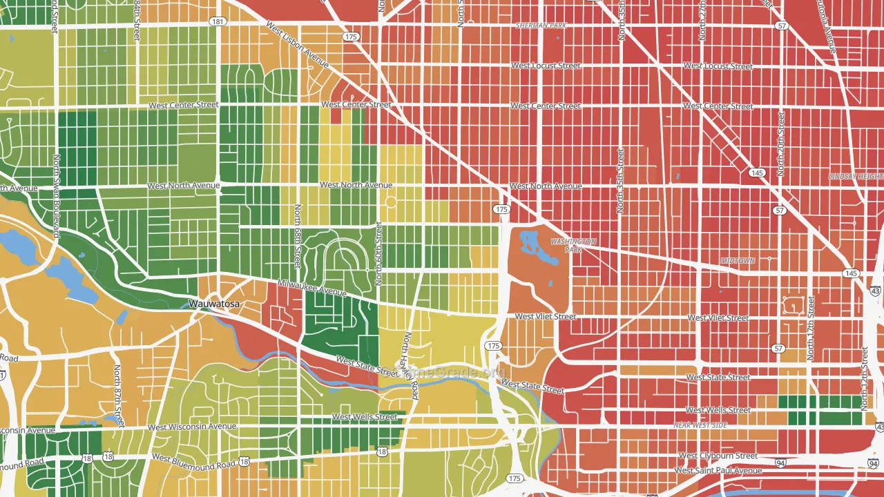 Washington Heights, Milwaukee, WI Map of Vandalism Rates