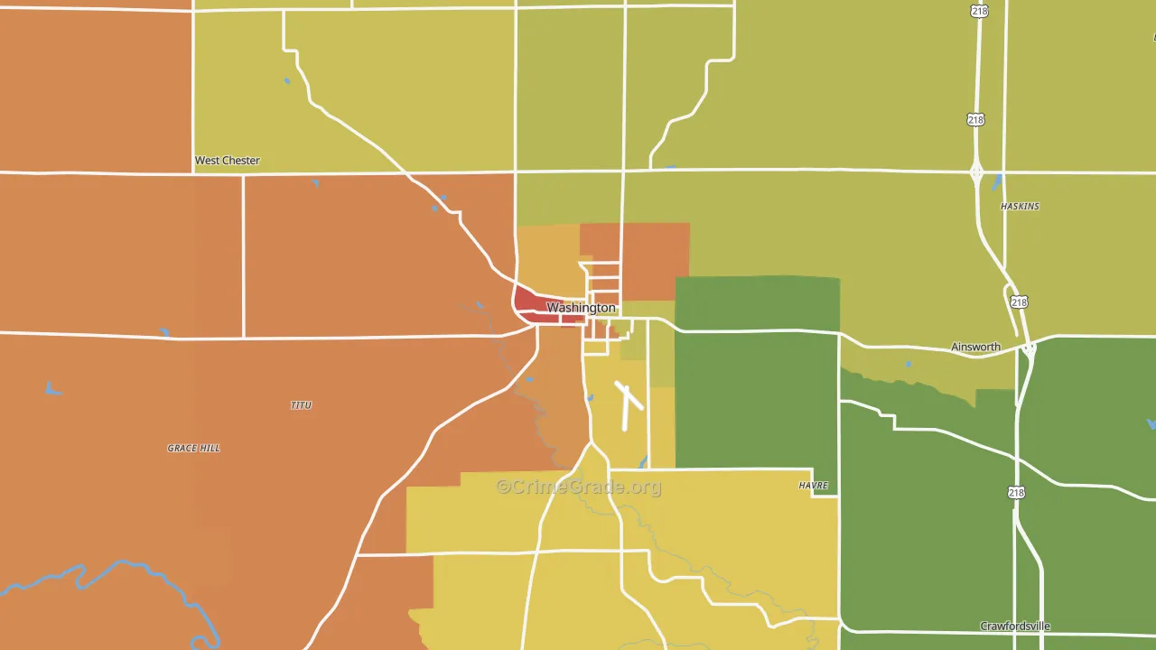 Washington, IA Map of Vandalism Rates