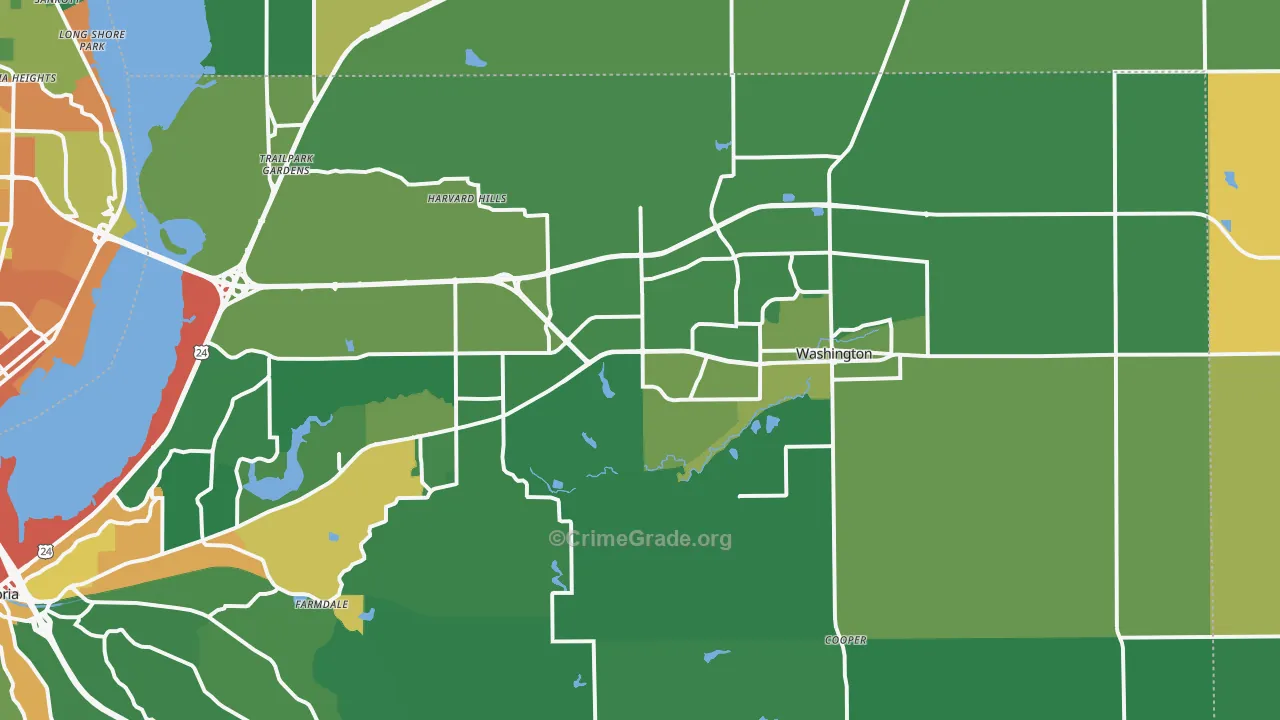 Washington, IL Map of Vandalism Rates