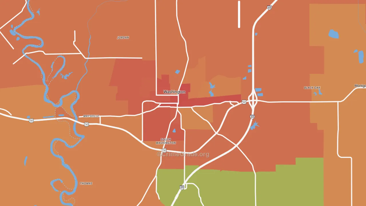 Washington, IN Map of Vandalism Rates