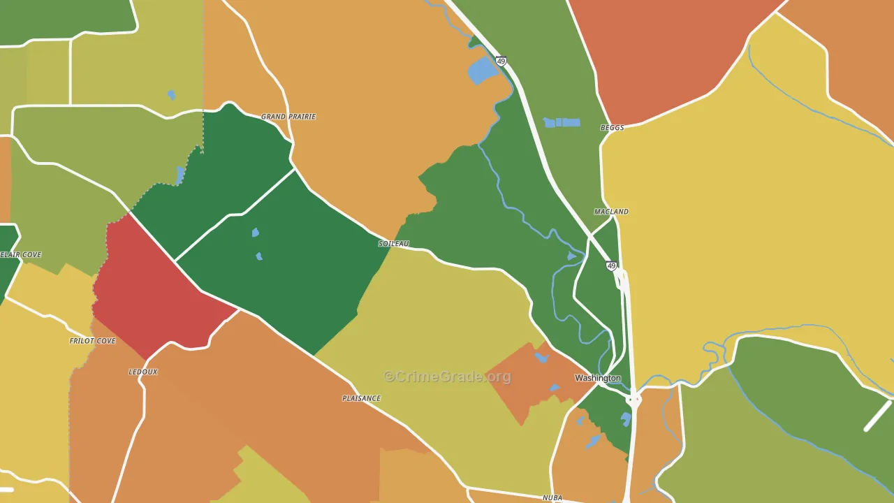 Washington, LA Map of Vandalism Rates