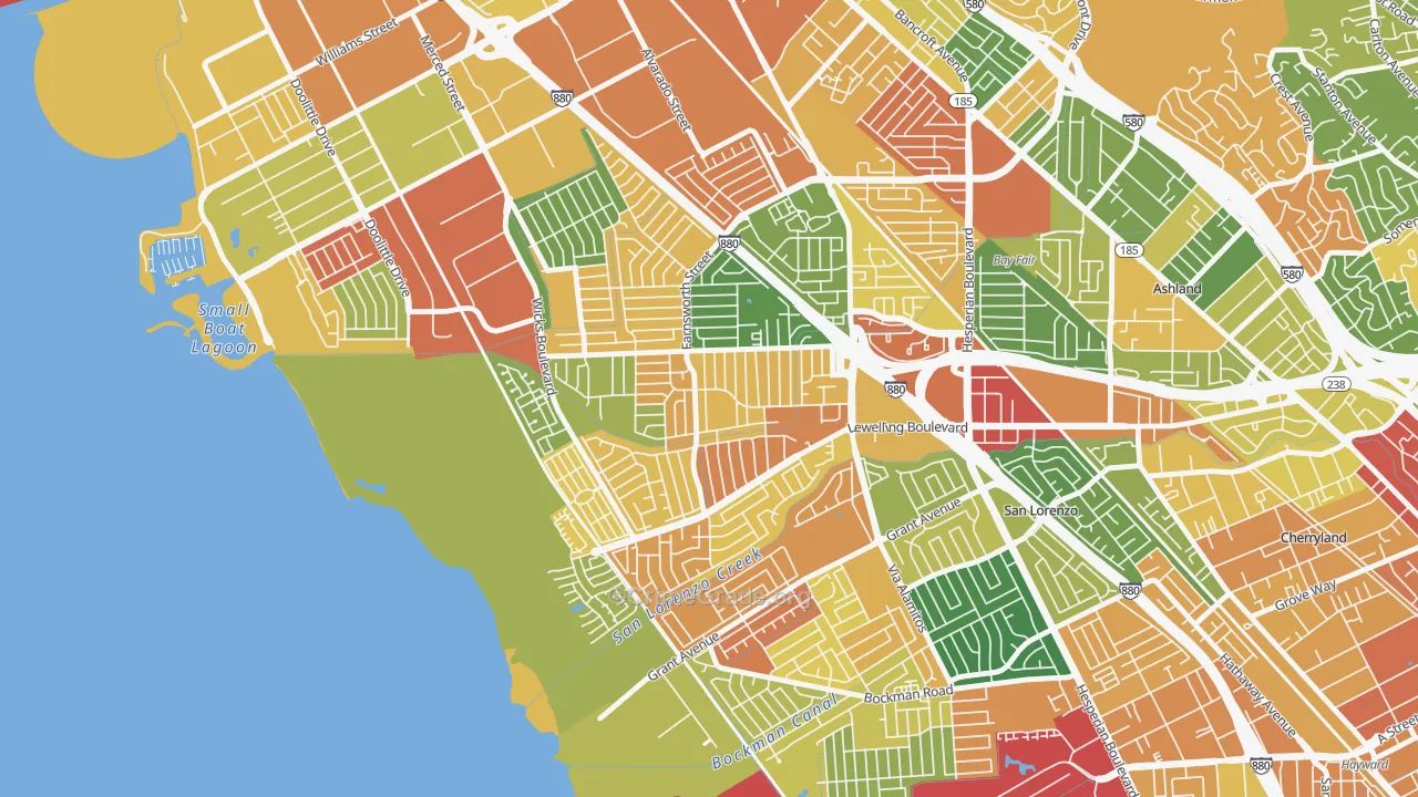 Washington Manor-Bonaire, San Leandro, CA Map of Vandalism Rates