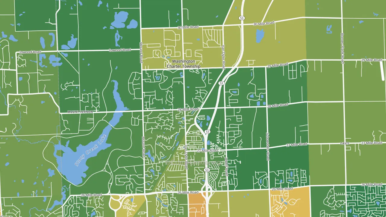 Washington, MI Map of Vandalism Rates
