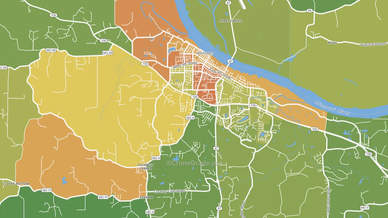 Washington, MO Map of Vandalism Rates