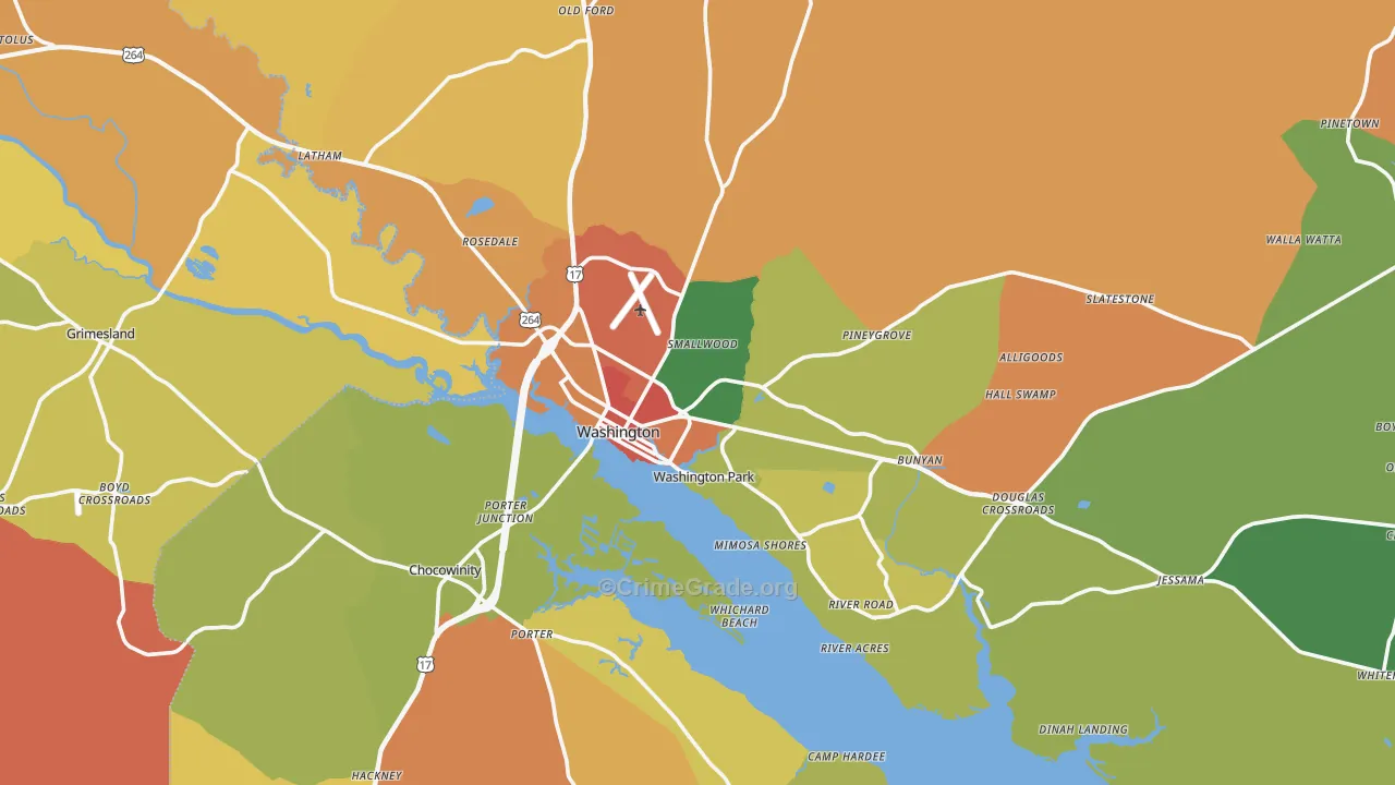 Washington, NC Map of Vandalism Rates