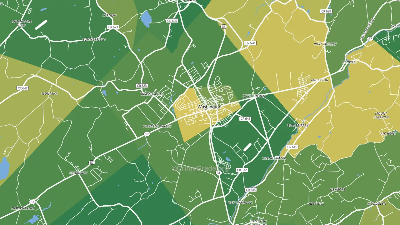 Washington, NJ Map of Vandalism Rates