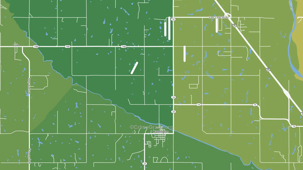 Washington, OK Map of Vandalism Rates