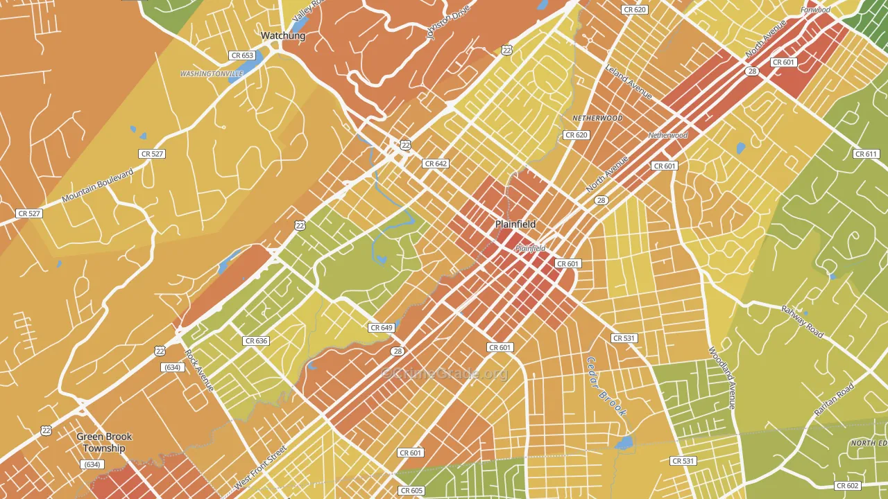 Washington Park Historic District, North Plainfield, NJ Map of Vandalism Rates