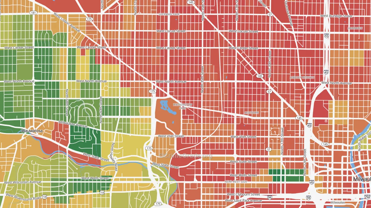 Washington Park, Milwaukee, WI Map of Vandalism Rates