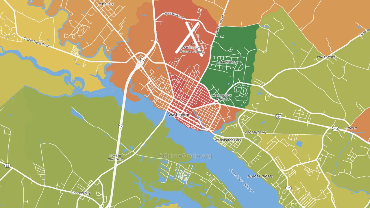 Washington Park, NC Map of Vandalism Rates