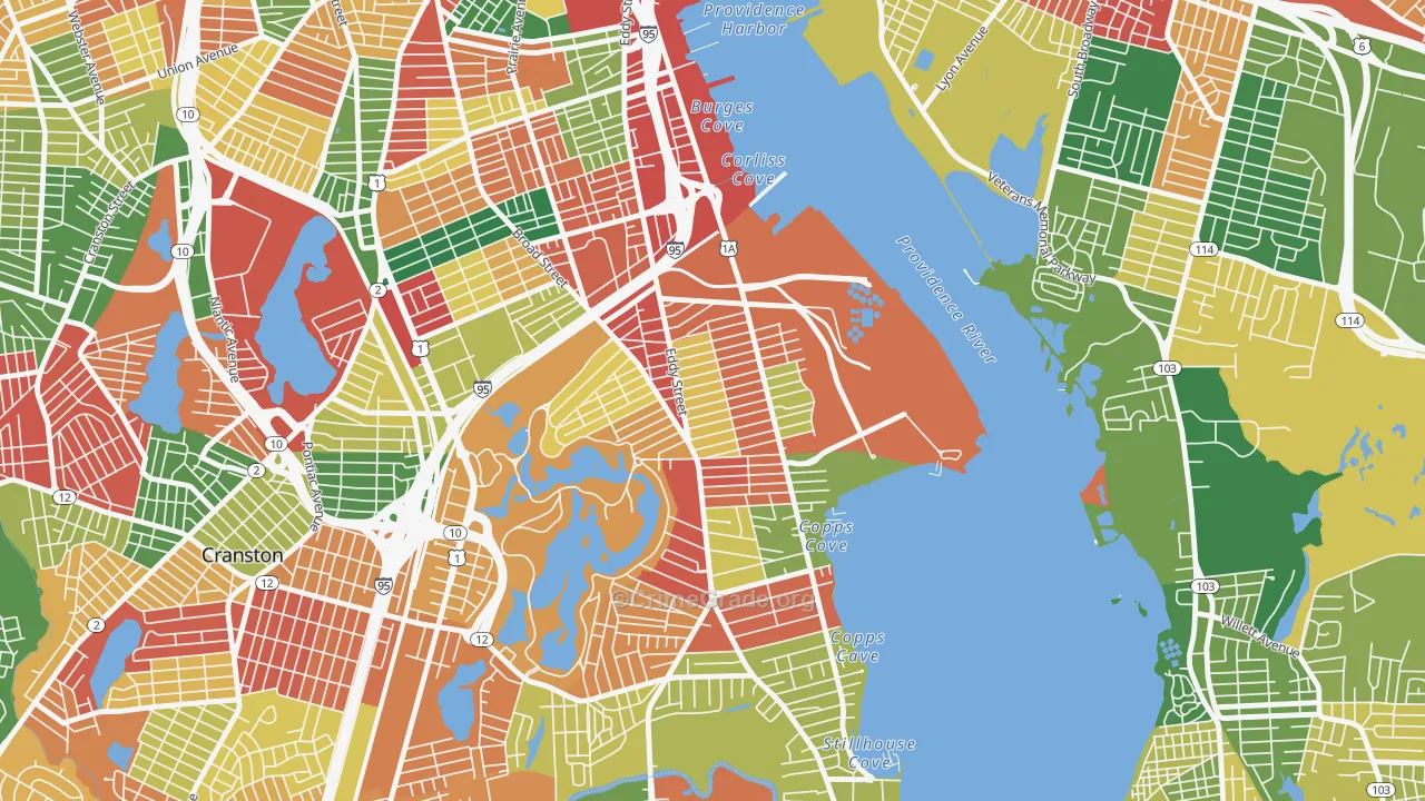 Washington Park, Providence, RI Map of Vandalism Rates