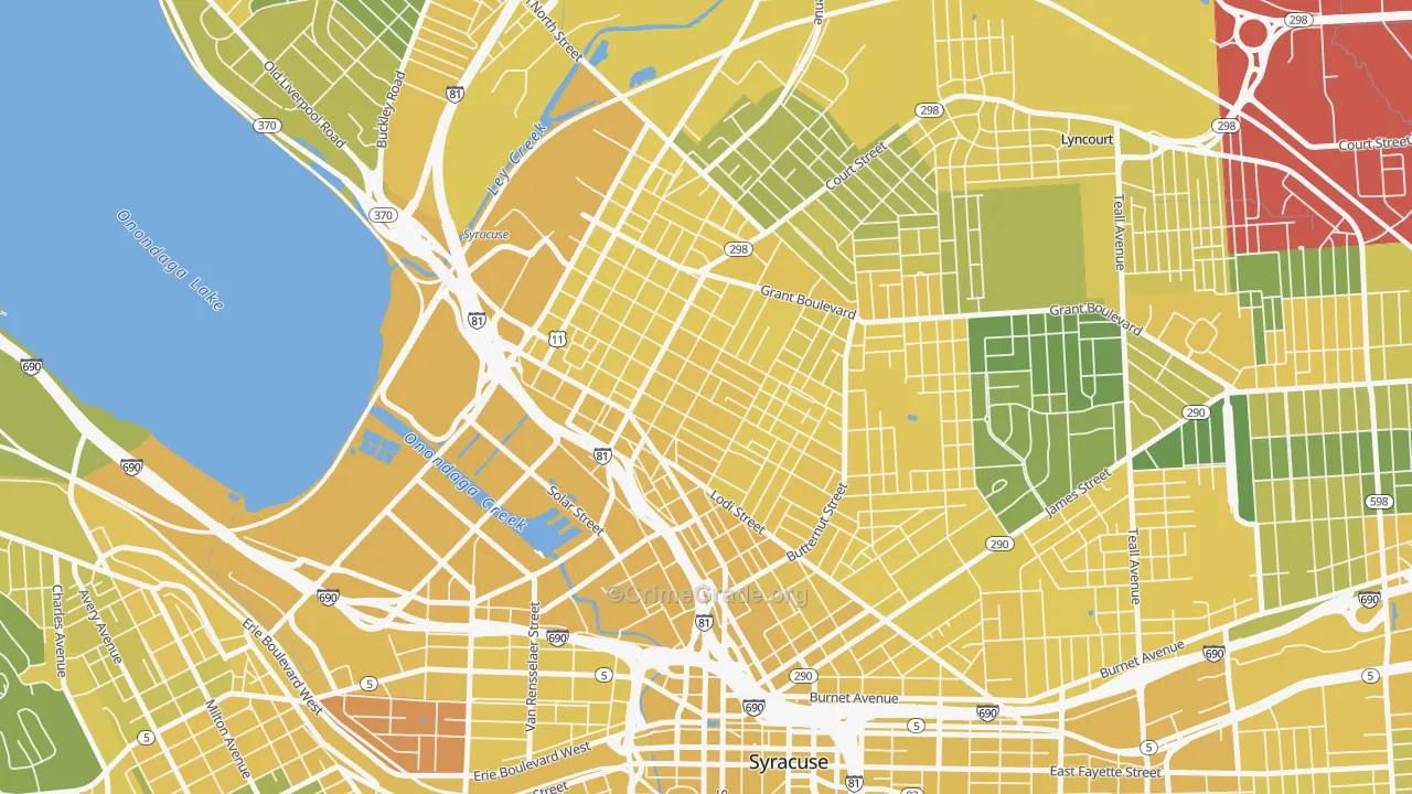 Washington Square, Syracuse, NY Map of Vandalism Rates
