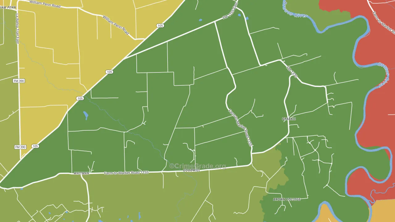 Washington, TX Map of Vandalism Rates