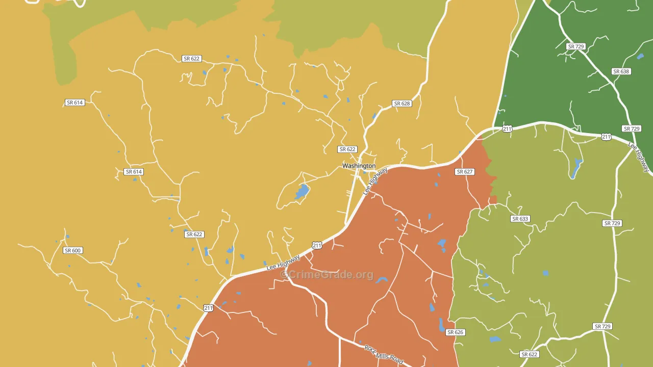Washington, VA Map of Vandalism Rates