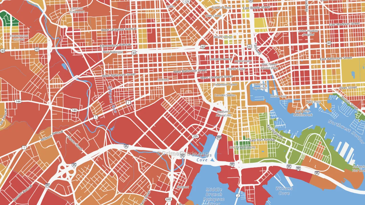 Washington Village, Baltimore, MD Map of Vandalism Rates