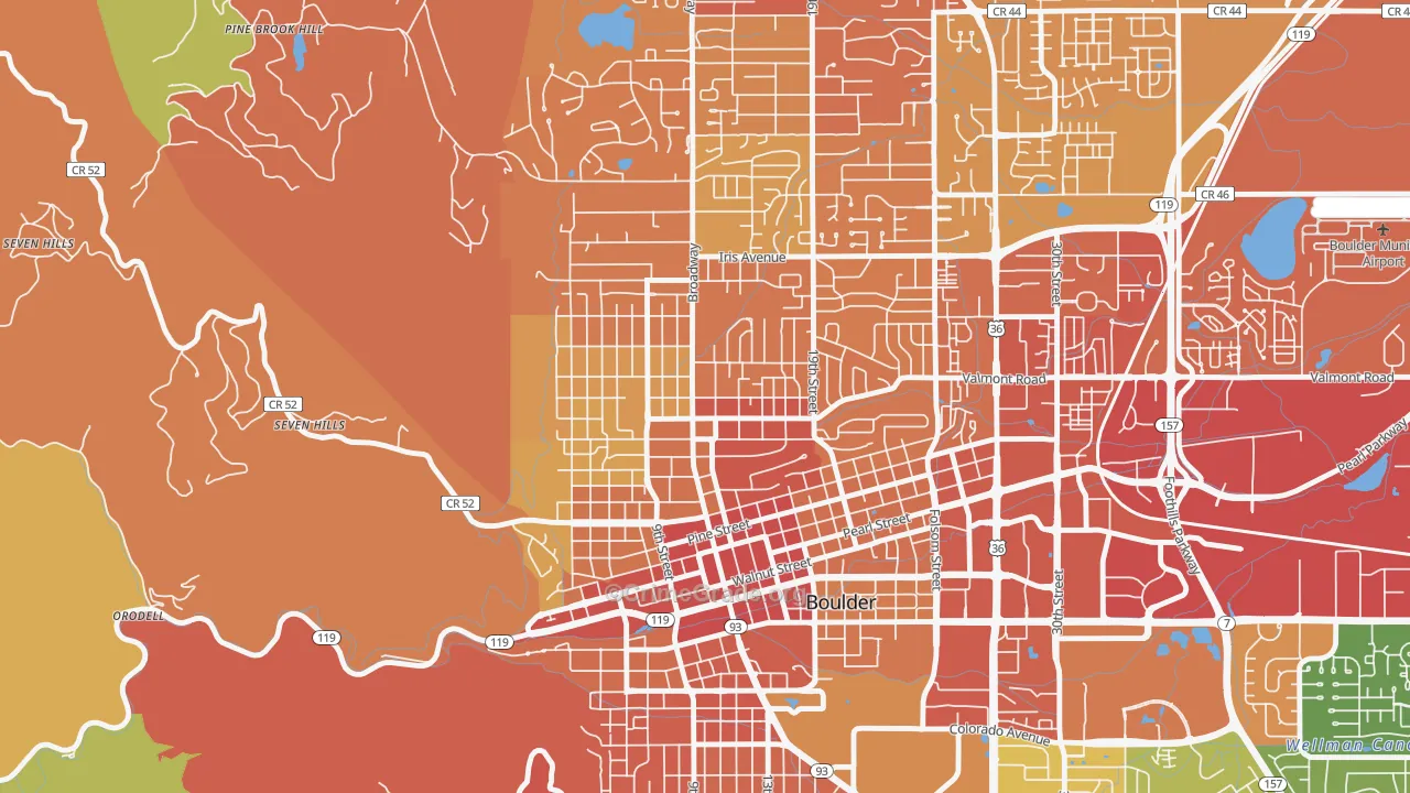 Washington Village, Boulder, CO Map of Vandalism Rates