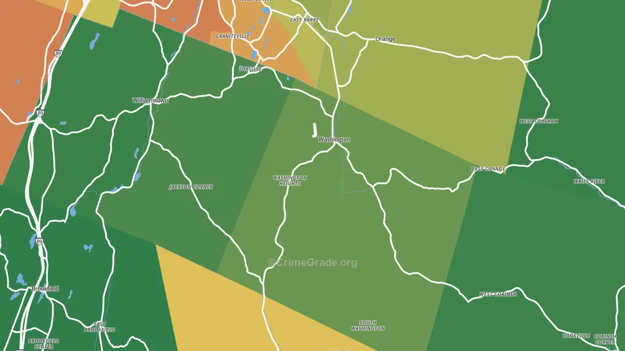 Washington, VT Map of Vandalism Rates
