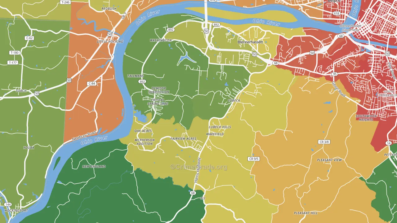 Washington, WV Map of Vandalism Rates