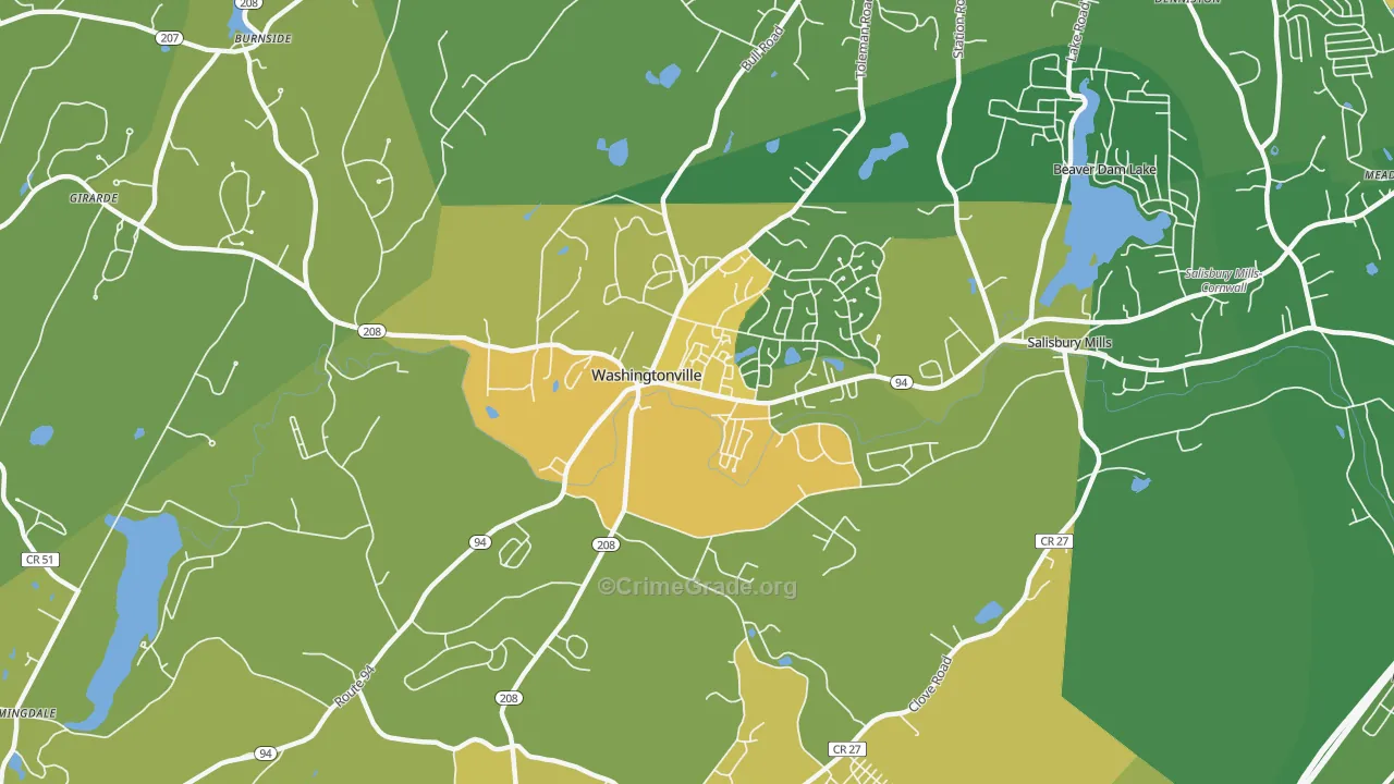 Washingtonville, NY Map of Vandalism Rates