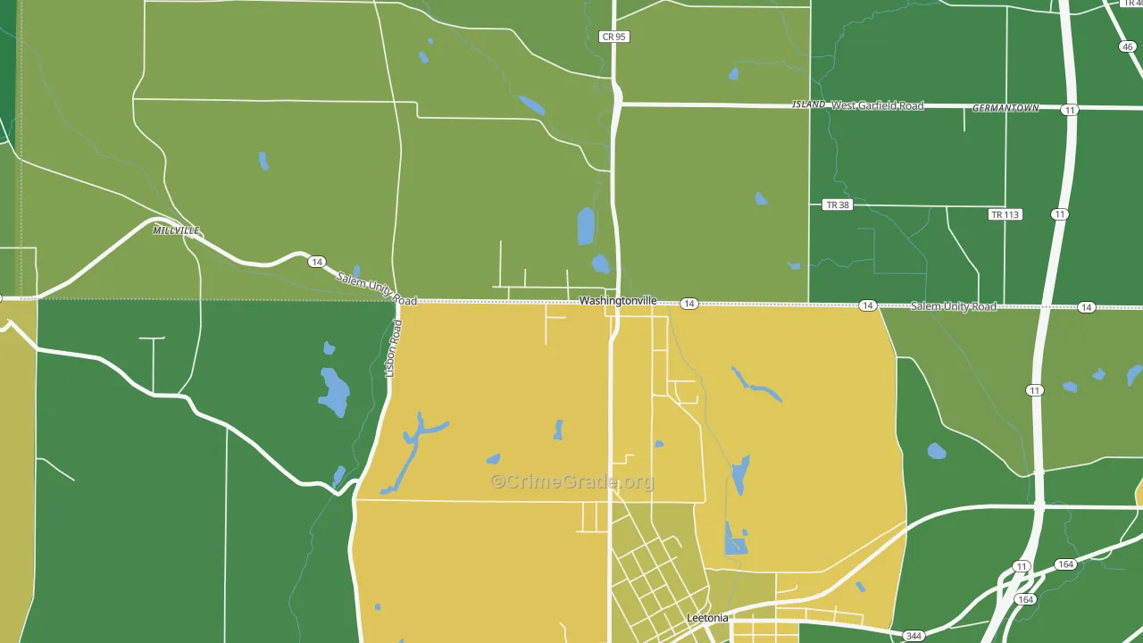 Washingtonville, OH Map of Vandalism Rates