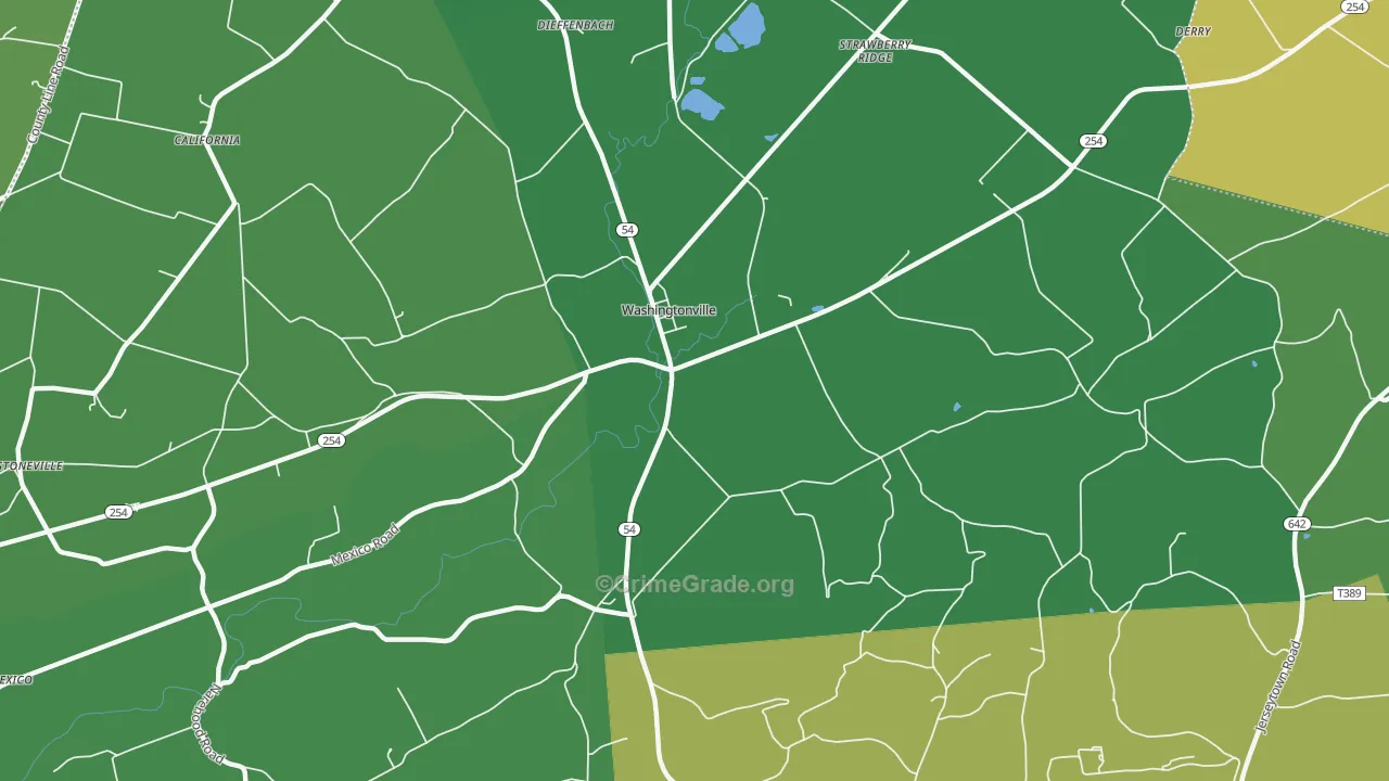 Washingtonville, PA Map of Vandalism Rates