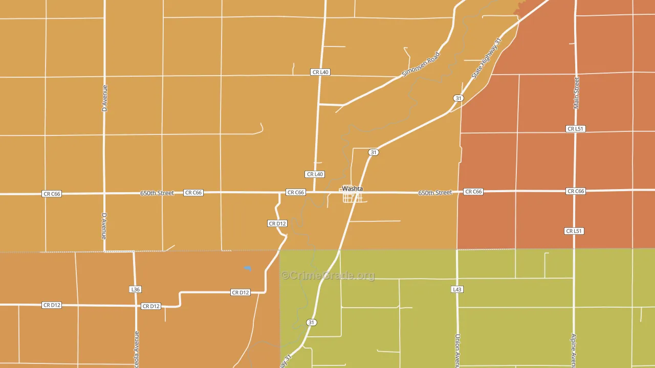 Washta, IA Map of Vandalism Rates
