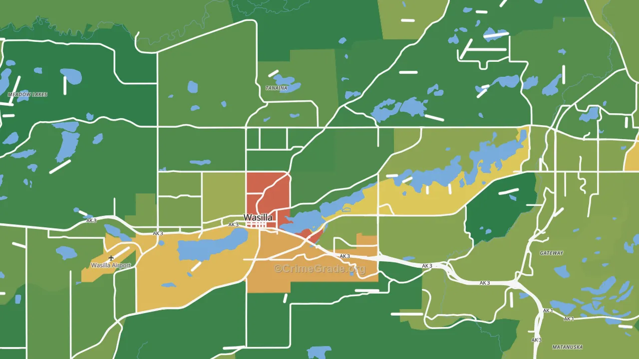 Wasilla, AK Map of Vandalism Rates