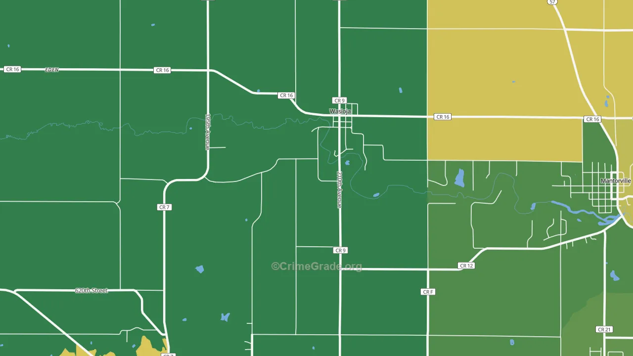 Wasioja, MN Map of Vandalism Rates