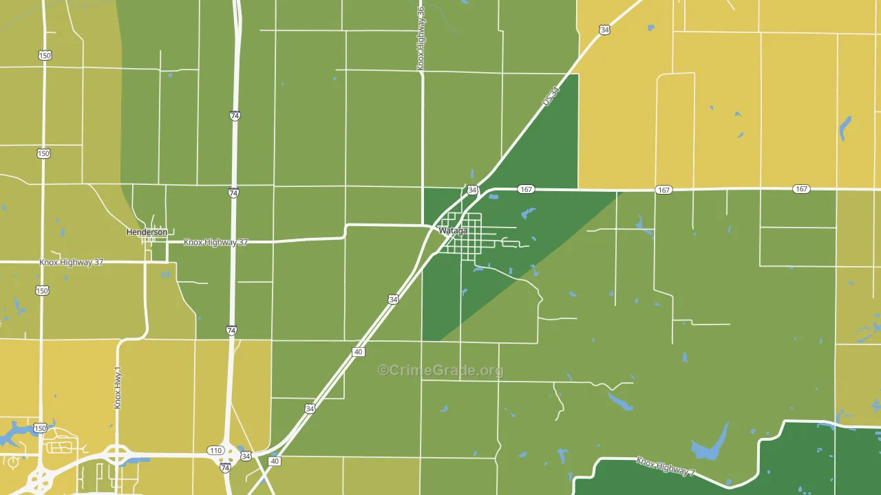 Wataga, IL Map of Vandalism Rates