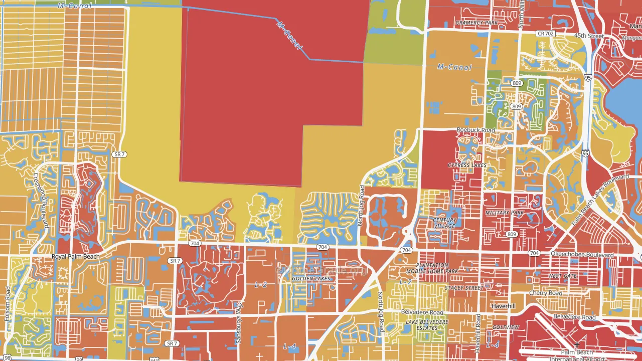 Water Catchment Area, West Palm Beach, FL Map of Vandalism Rates