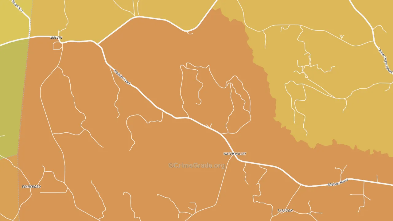 Water Valley, AL Map of Vandalism Rates