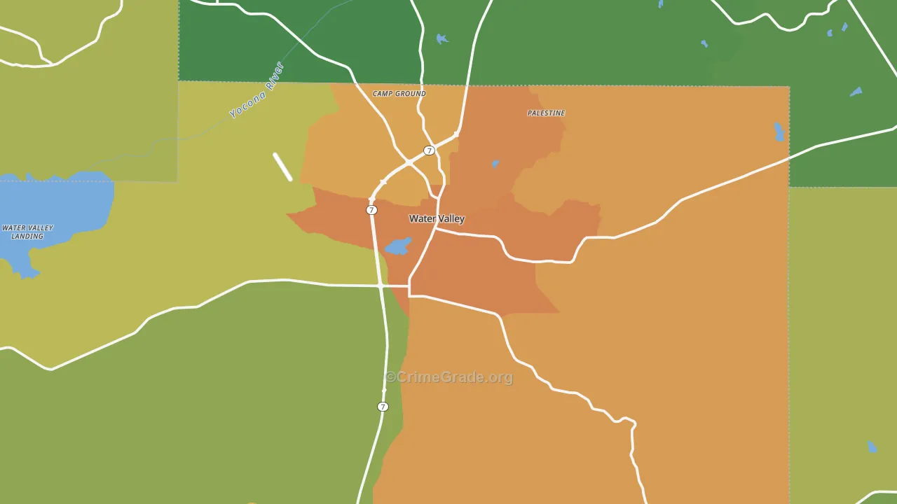Water Valley, MS Map of Vandalism Rates