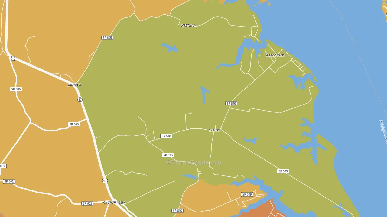 Water View, VA Map of Vandalism Rates