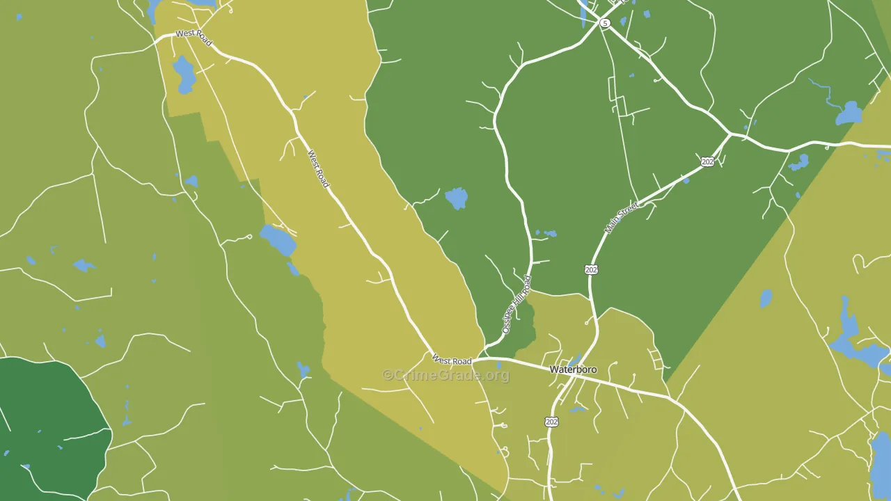 Waterboro, ME Map of Vandalism Rates