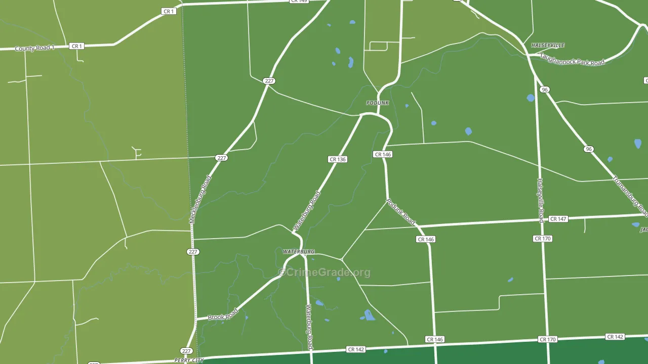 Waterburg, NY Map of Vandalism Rates