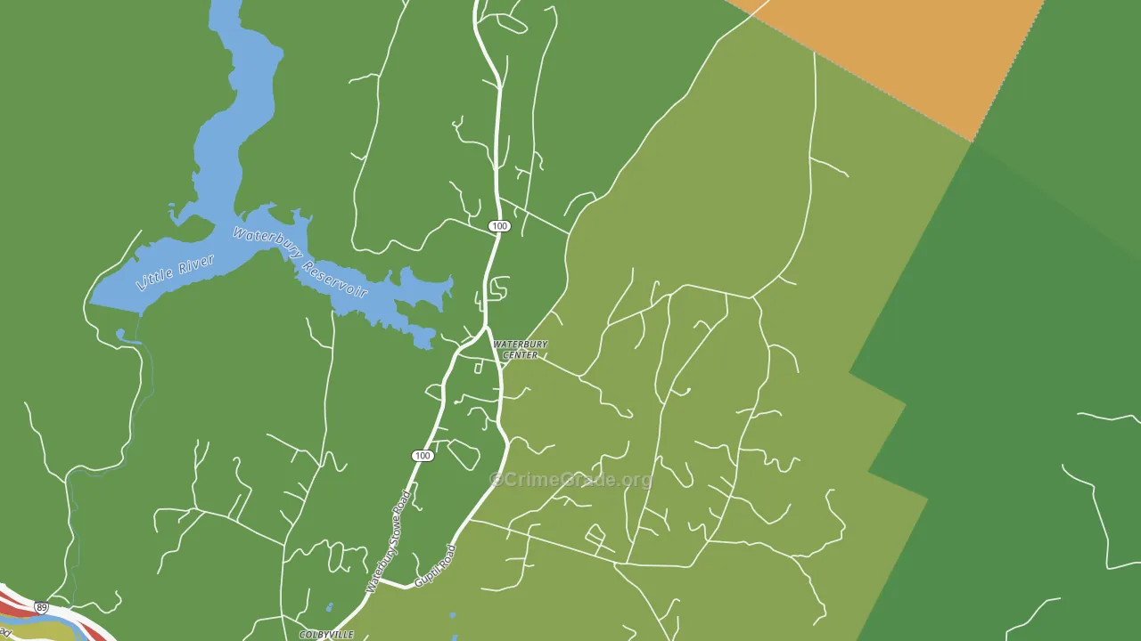 Waterbury Center, VT Map of Vandalism Rates