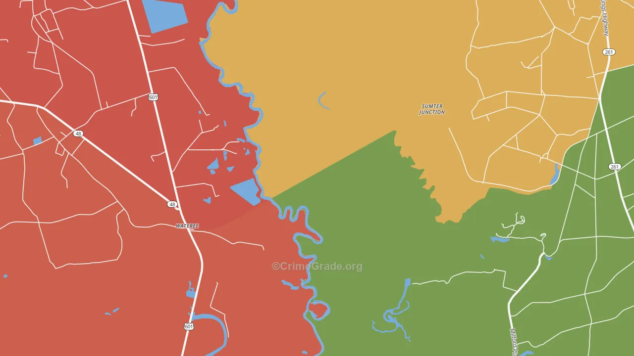 Wateree, SC Map of Vandalism Rates