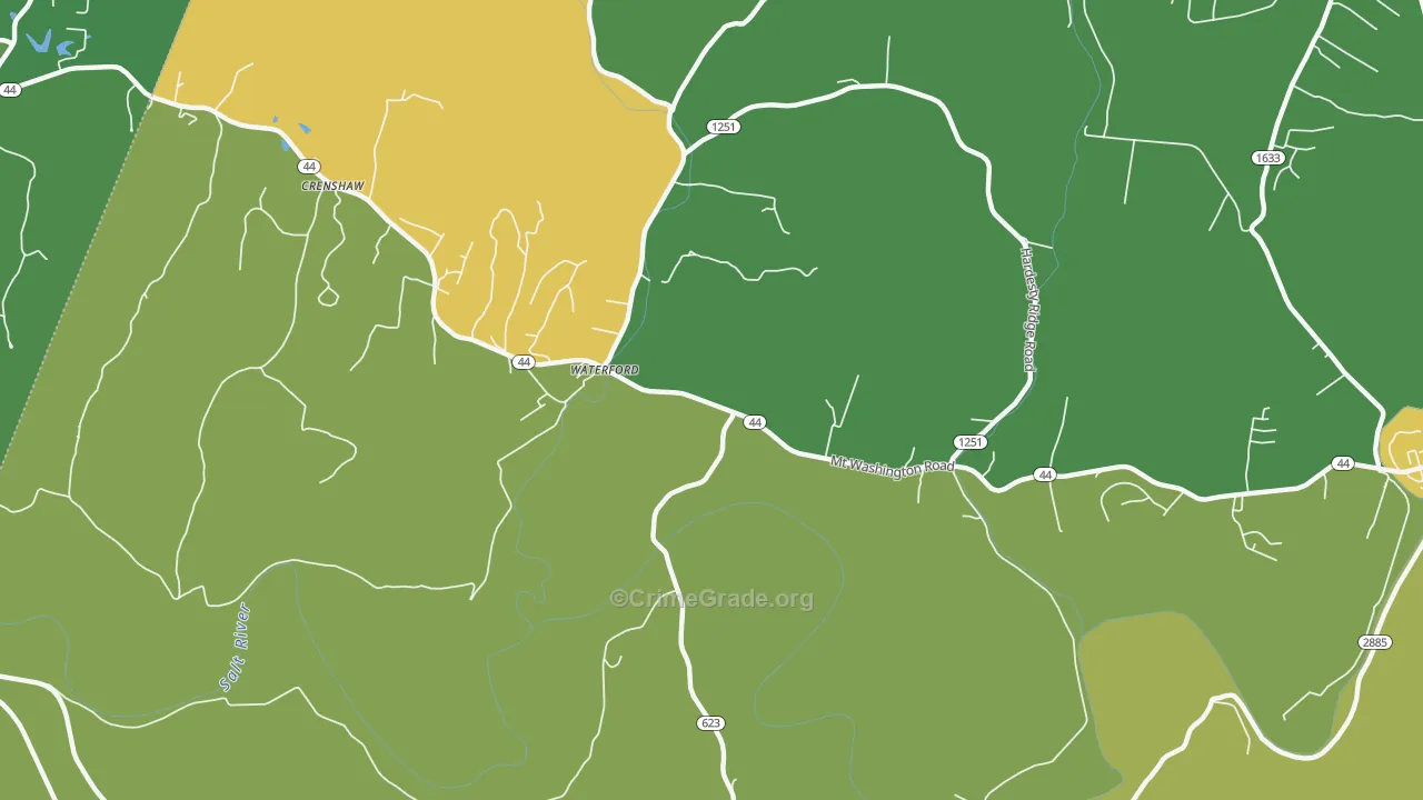 Waterford, KY Map of Vandalism Rates