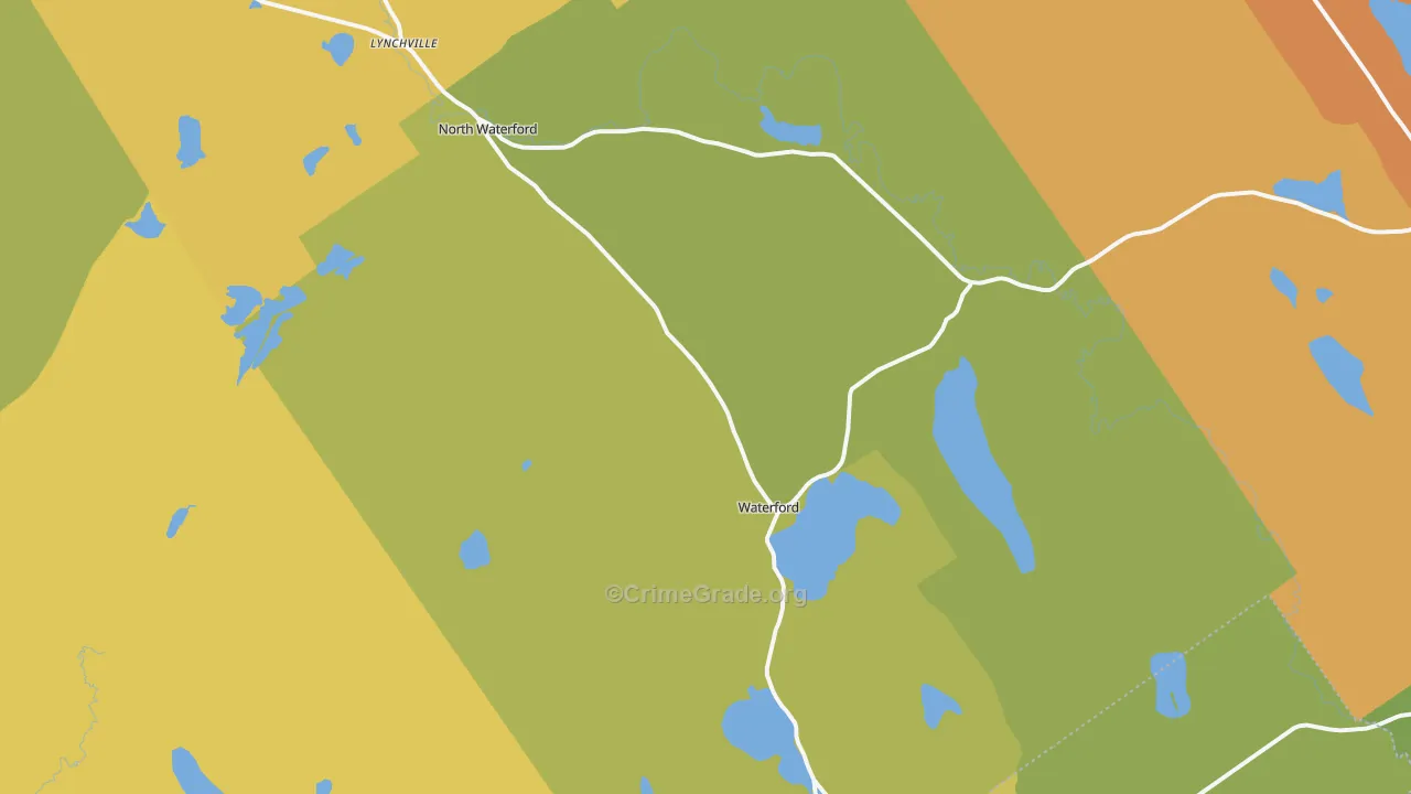 Waterford, ME Map of Vandalism Rates