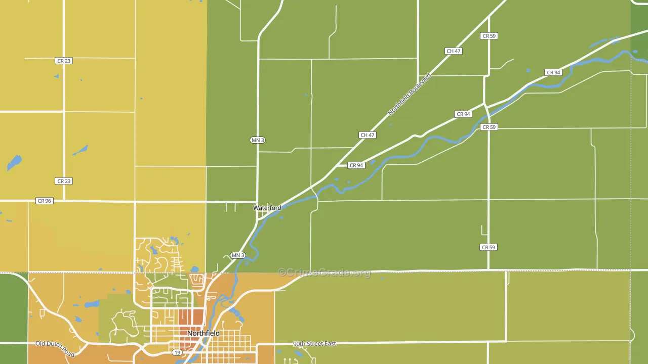 Waterford, MN Map of Vandalism Rates