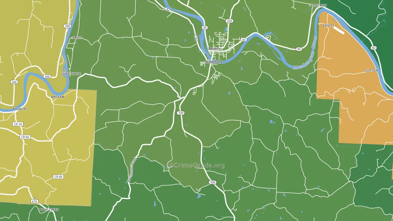 Waterford, OH Map of Vandalism Rates