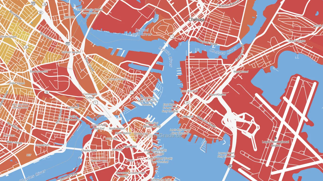 Waterfront, Boston, MA Map of Vandalism Rates