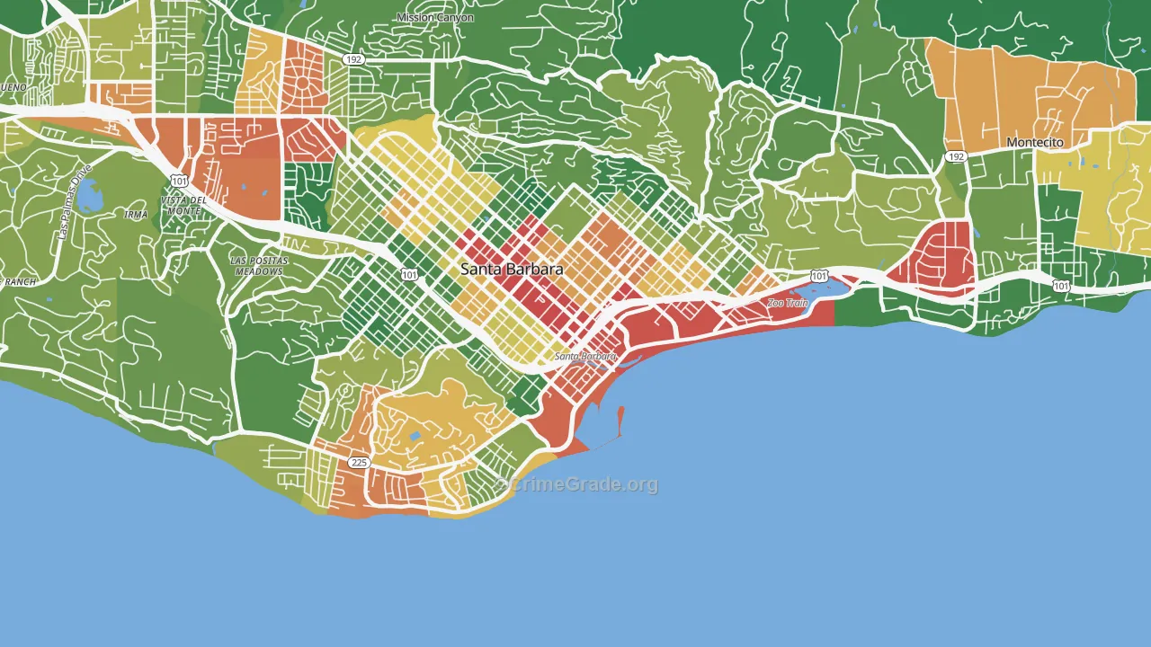 Waterfront, Santa Barbara, CA Map of Vandalism Rates