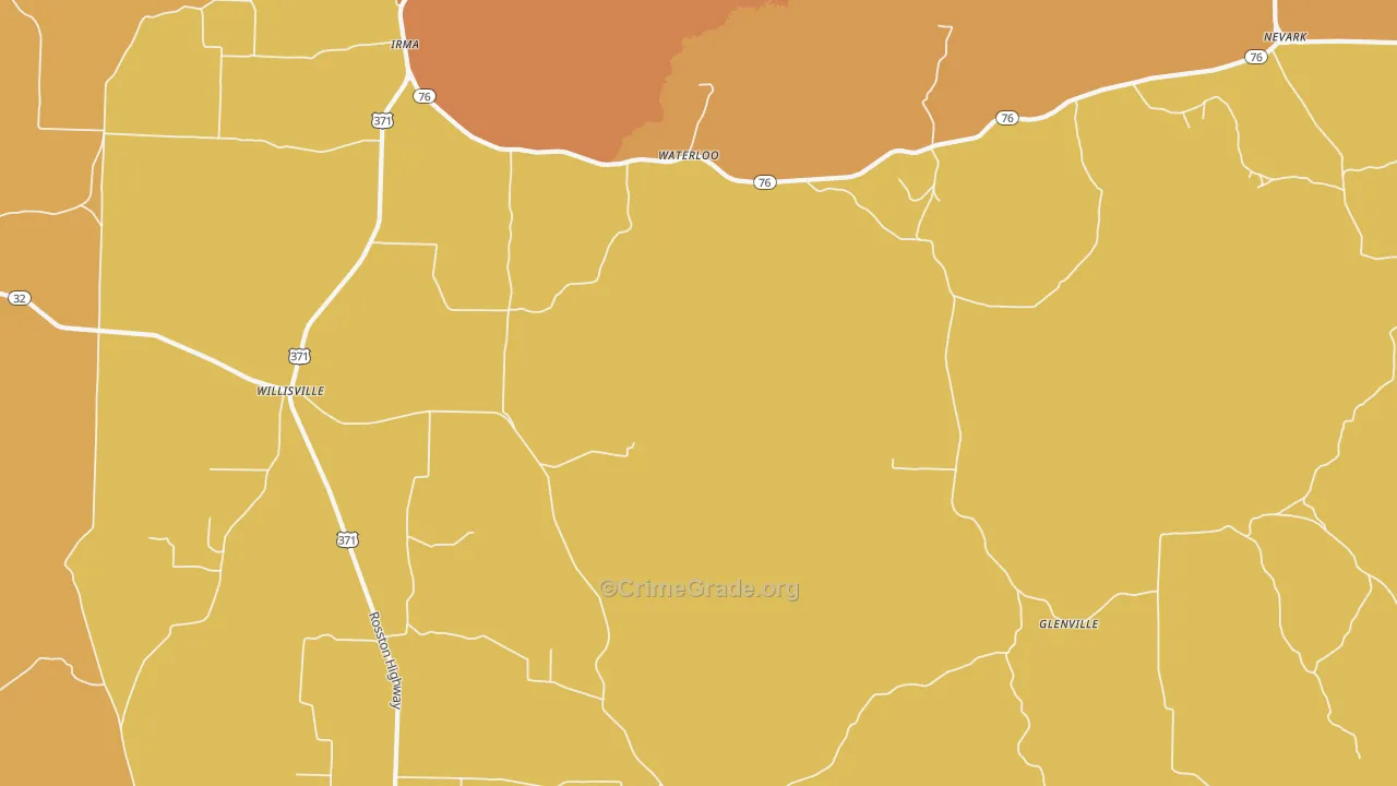 Waterloo, AR Map of Vandalism Rates
