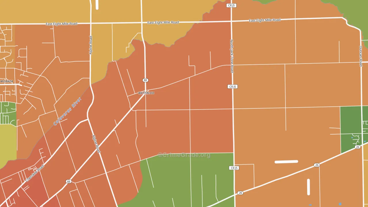 Waterloo, CA Map of Vandalism Rates