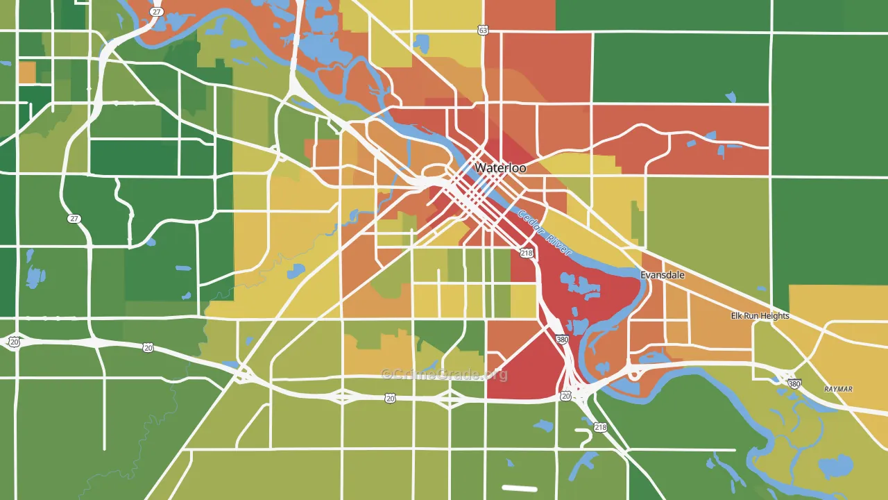 Waterloo, IA Map of Vandalism Rates